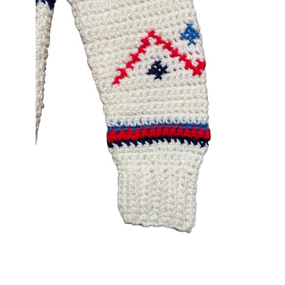 Vintage Handmade‎ Crochet Women’s Long Sweater Aztec Retro Boho READ - Picture 4 of 11